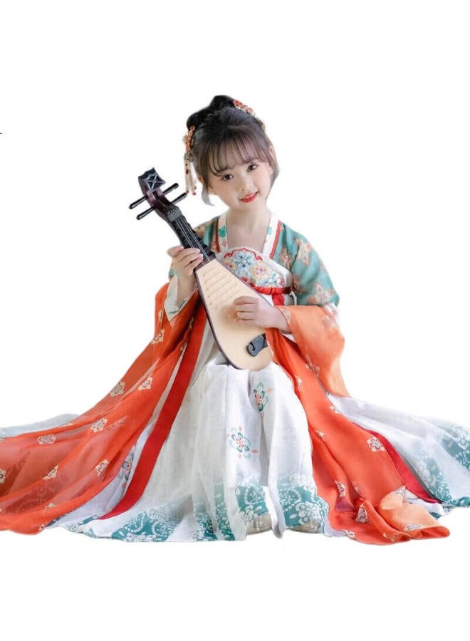 ROMON Children'S Hanfu Spring And Autumn Girls' Tang Suit Chinese Style Girls' Ancient Costume Graduation Performance Outfit Dunhuang Green 160 - Image 1