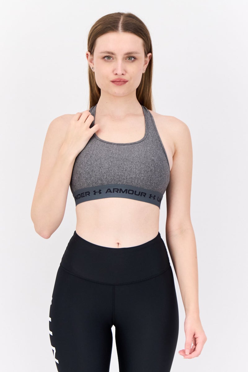 UNDER ARMOUR Women Brand Logo Padded Sports Bra, Charcoal - Image 1