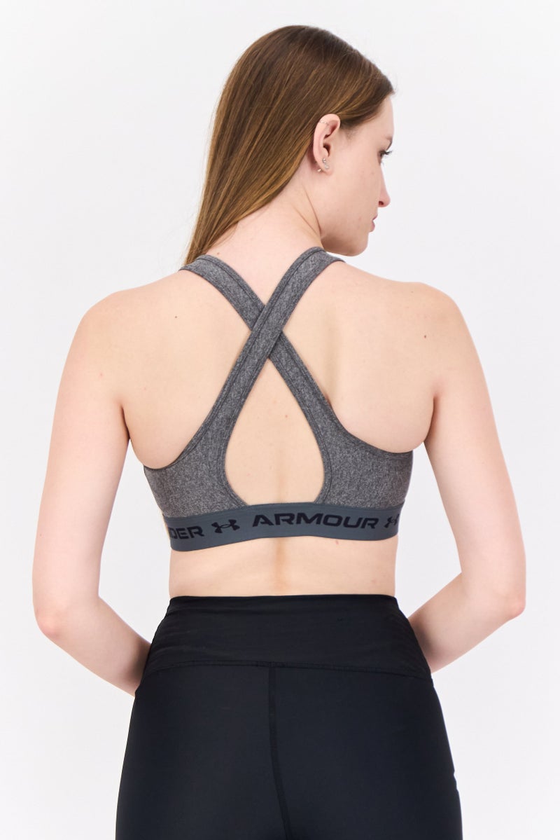 UNDER ARMOUR Women Brand Logo Padded Sports Bra, Charcoal - Image 3