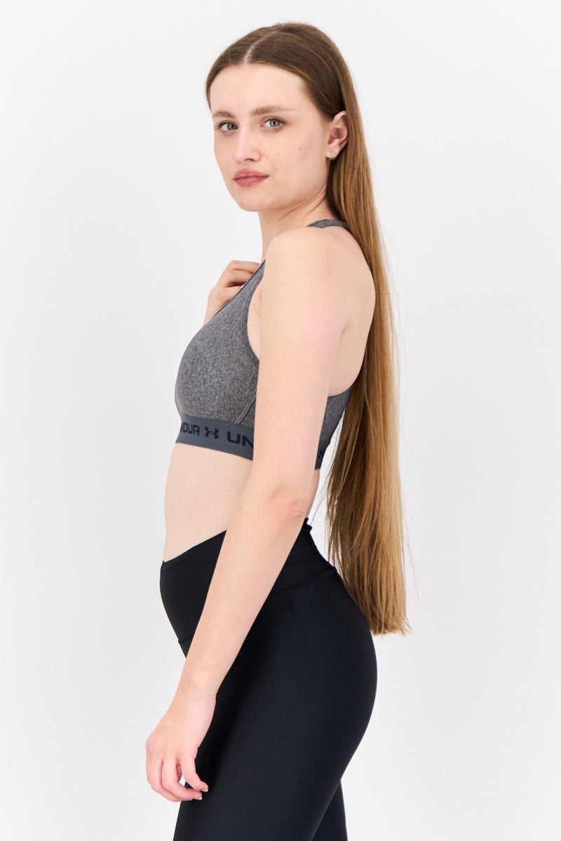 UNDER ARMOUR Women Brand Logo Padded Sports Bra, Charcoal - Image 2