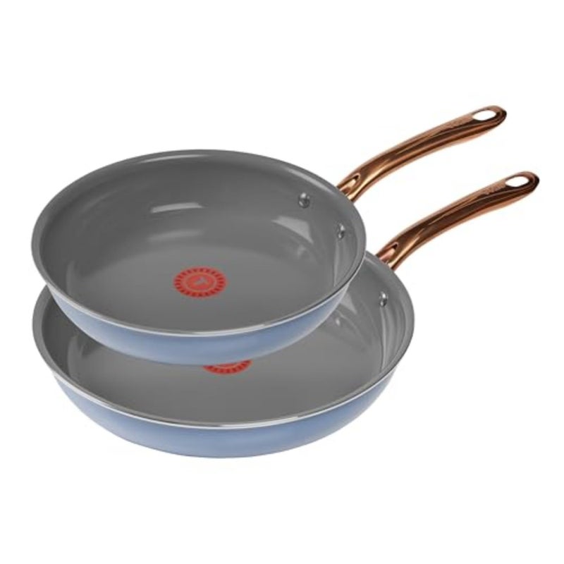 T-fal TFal Preserve Ceramic Nonstick Frying Pan 2Pc Set 85 11 Oven Broiler Safe up to 350F Cookware InoCeram Glide Technology Frying Pan Skillet Pots Pans Blue - Image 2