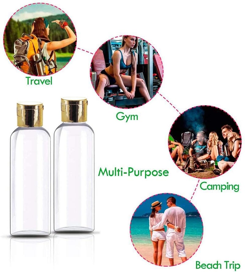 Atipriya 100ml Empty Clear Plastic Bottles Refillable Travel Size Cosmetic Containers Small Leak Proof Squeeze Bottles with Gold Flip Cap for ToiletriesShampooOil pack of 10 - Image 3