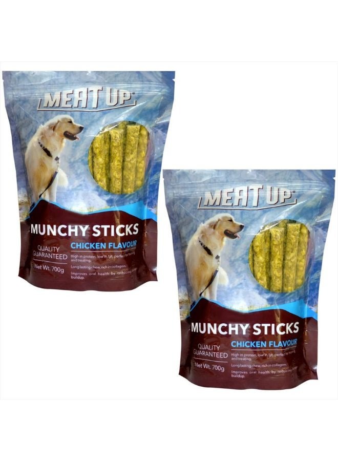 Meatup Munchy Sticks Dog Treat  Chicken (Buy 1 Get 1) 2 x 700g - Image 1
