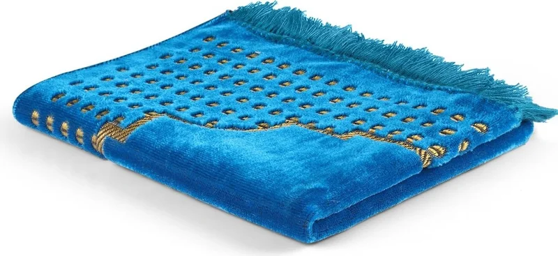 بلونيتي Square Mihrab Velvet Prayer Rug 70X110 cm Turquoise Blue
