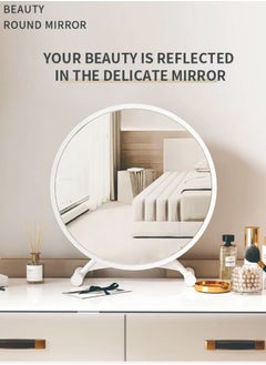 XiuWoo Touch Screen Defogging Illuminated Three Color Control Smart led Makeup Hanging Wall Mirror With Frame 30cm Round White Makeup Mirror with 3 Light Modes LED Table Mirror Lighted Vanity Mirror Stepless Dimming  - Image 1