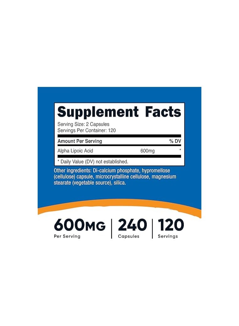 Nutricost Alpha Lipoic Acid 600mg, 240 Vegetarian Capsules - Gluten Free, Soy Free & Non-GMO, 120 Servings (3 Bottles) - Image 2
