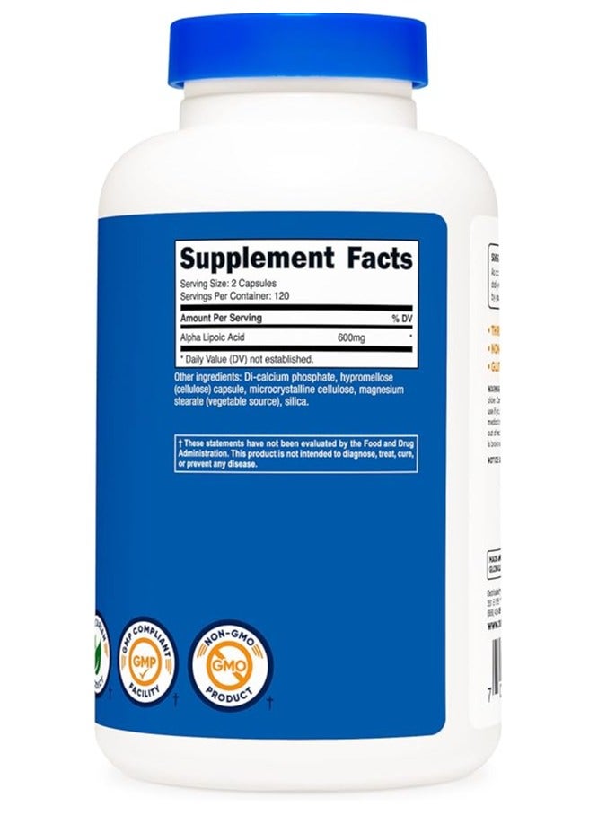 Nutricost Alpha Lipoic Acid 600mg, 240 Vegetarian Capsules - Gluten Free, Soy Free & Non-GMO, 120 Servings (3 Bottles) - Image 3