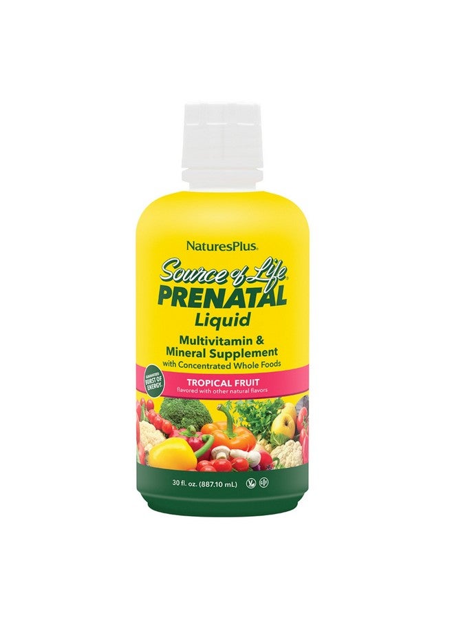 Natures Plus Source of Life Prenatal Liquid, Tropical Fruit - 30 fl oz - Multivitamin & Mineral Supplement - Nutritional Support During Pregnancy - Gluten Free, Vegetarian - 30 Servings - Image 1