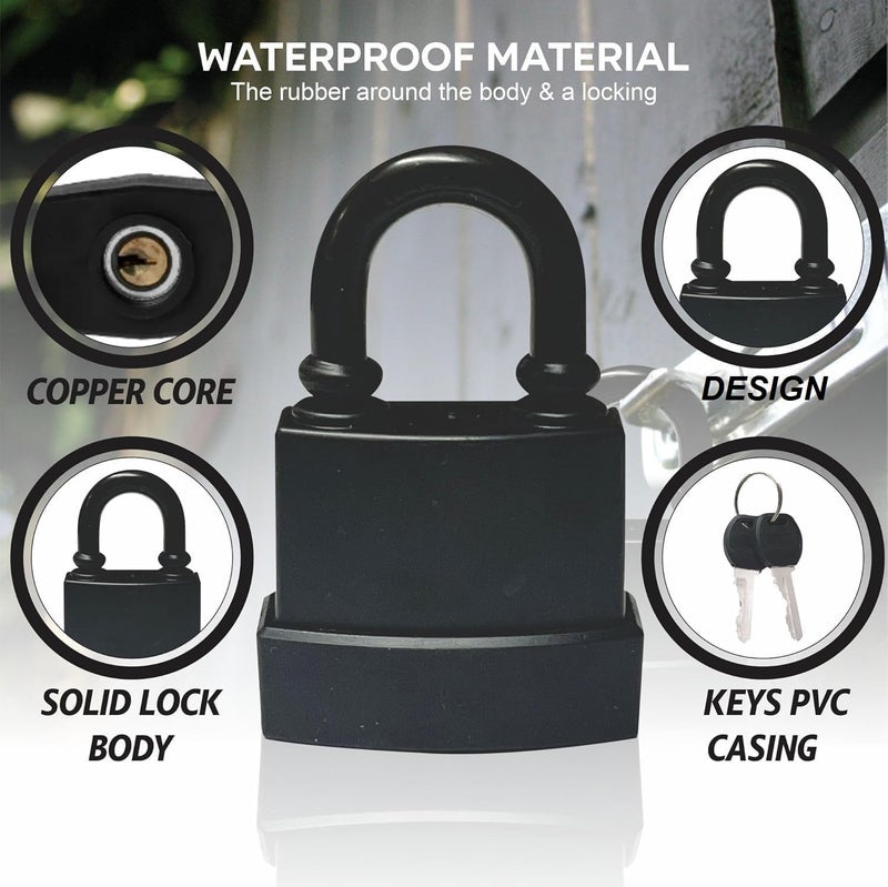 LASALE Door Lock AntiRust Key Lock Heavy Duty Weatherproof Lock Locker Padlocks Outdoor Pad Lock for Office Garden Gym Fence Shed Garage 45 mm with 3 Key - Image 2