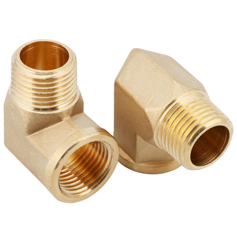 U.S. Solid 2pcs 90 Degree Barstock Street Elbow Brass Pipe Fitting 1/2" NPT Male Pipe to 1/2" NPT Female - Image 2