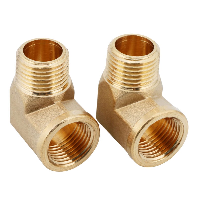 U.S. Solid 2pcs 90 Degree Barstock Street Elbow Brass Pipe Fitting 1/2" NPT Male Pipe to 1/2" NPT Female - Image 1