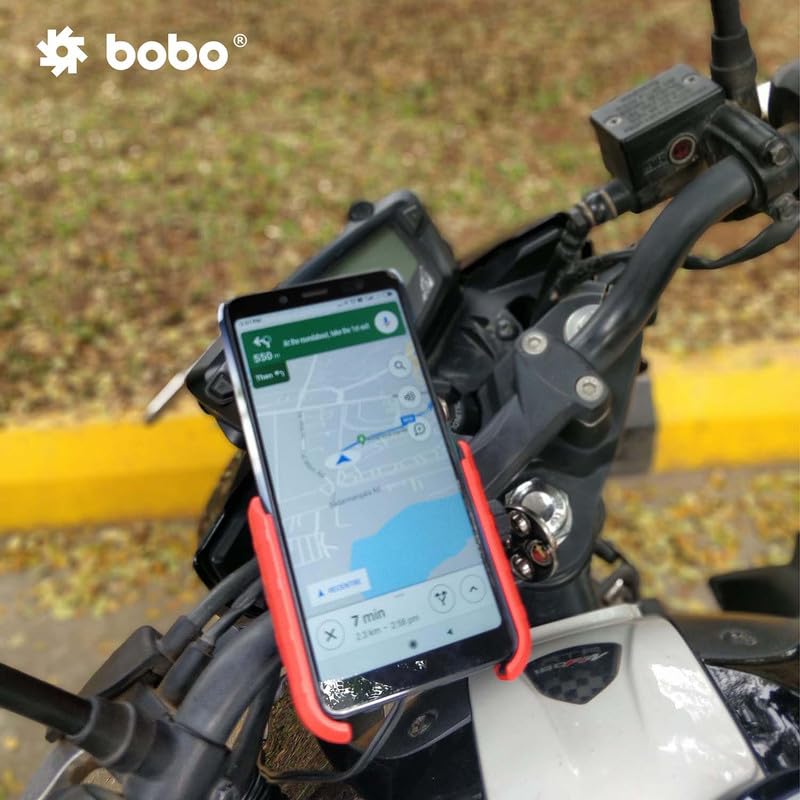 BOBO BM6 Jaw-Grip Waterproof Bike/Motorcycle/Scooter Mobile Phone Holder Mount with Fast 15W Wireless Charger, Ideal for Maps and GPS Navigation (Red) - Image 5
