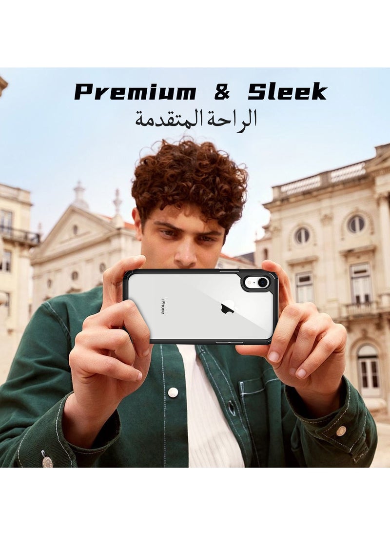 UCHUANG - iPhone Xr Case Clear Cover Ultra Thin Silicone Shockproof Hard Back Cases Transparent Protective Slim Phone Case for Apple iPhone Xr 6.1 inch - Black - Image 1