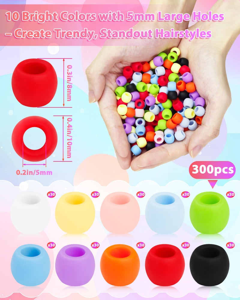 FIVEIZERO 300PCS FIVEIZERO 8 * 10mm Small Silicone Hair Beads, Soft Rubber Beads with 5mm Large Hole for Hair Braiding, Kandi Pony Bead for DIY Bracelets, Keychains & DIY Crafts - Image 2