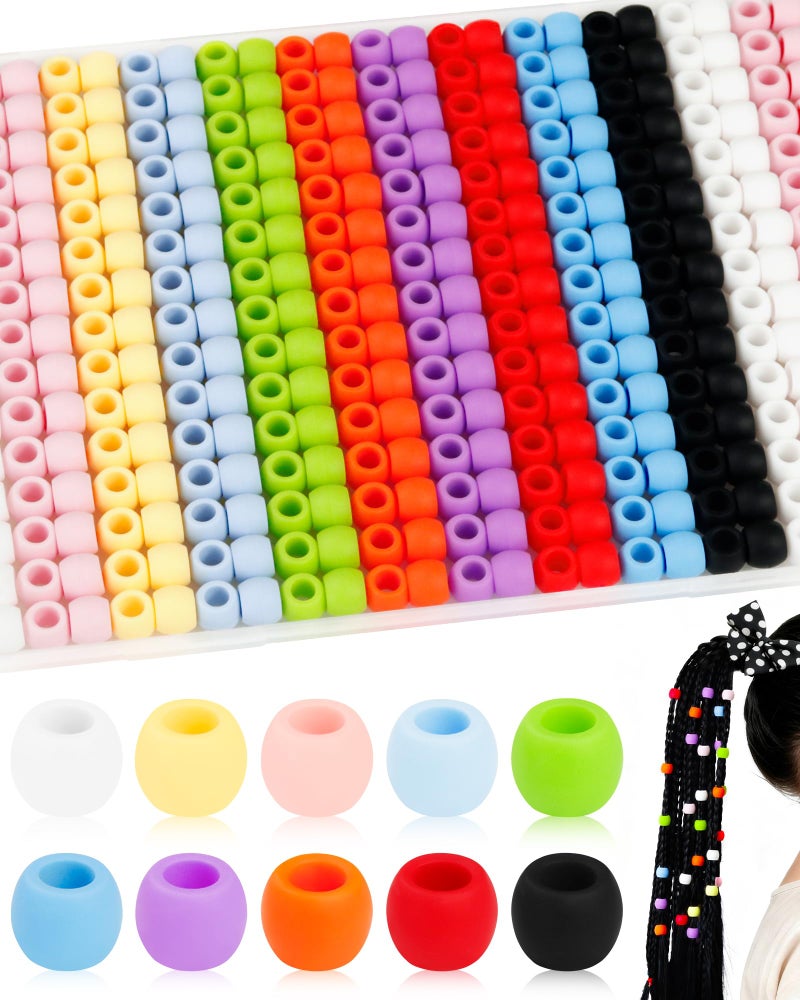 FIVEIZERO 300PCS FIVEIZERO 8 * 10mm Small Silicone Hair Beads, Soft Rubber Beads with 5mm Large Hole for Hair Braiding, Kandi Pony Bead for DIY Bracelets, Keychains & DIY Crafts - Image 1