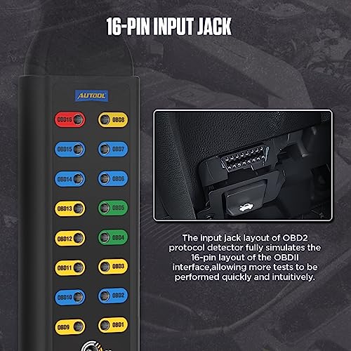 AUTOOL OBD2 Breakout Box OBDII Protocol Detector for Monitoring Signals of Communication/Power/Grounds, 16-Pin CAN Breakout Box, 4mm Banana Jack with Multi-Function Jumper - Image 2