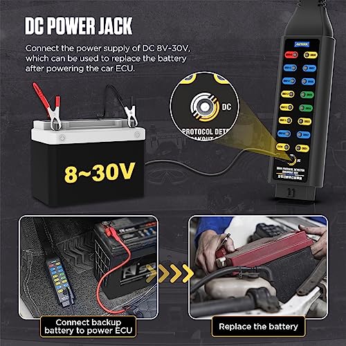 AUTOOL OBD2 Breakout Box OBDII Protocol Detector for Monitoring Signals of Communication/Power/Grounds, 16-Pin CAN Breakout Box, 4mm Banana Jack with Multi-Function Jumper - Image 5