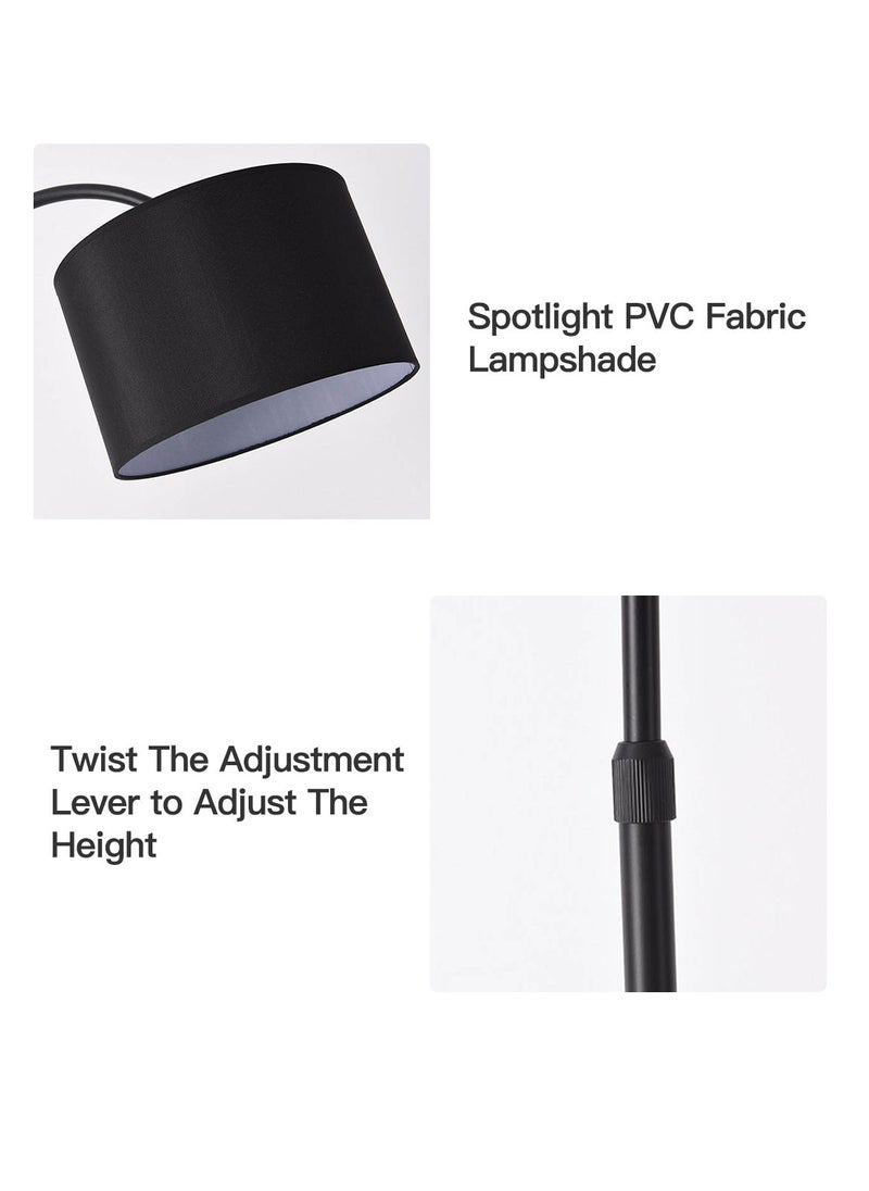 Sharpdo - Creative Vertical Floor Lamp With Table Shelves Modern LED Coffee Table Standing Lamp With Shelf Living Room Bedroom Standing Light With Fabric Lampshade Height Adjustment Black - Image 1