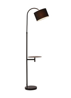 Sharpdo Creative Vertical Floor Lamp With Table Shelves Modern LED Coffee Table Standing Lamp With Shelf Living Room Bedroom Standing Light With Fabric Lampshade Height Adjustment Black  - Image 3