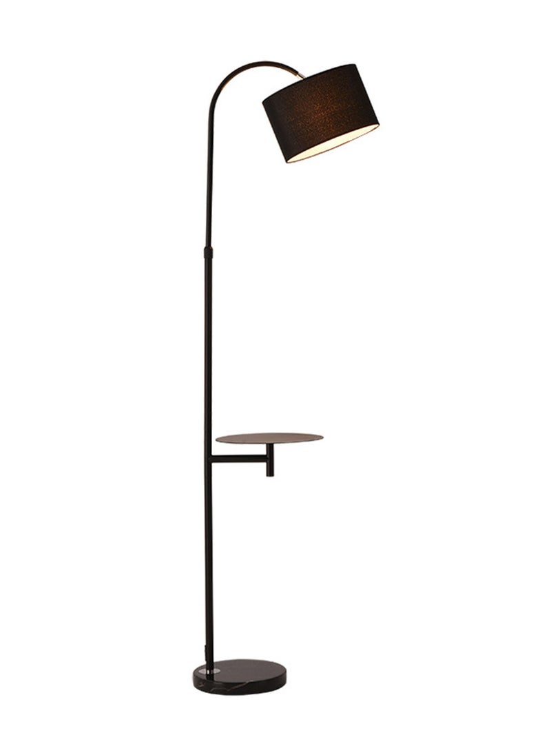 Sharpdo - Creative Vertical Floor Lamp With Table Shelves Modern LED Coffee Table Standing Lamp With Shelf Living Room Bedroom Standing Light With Fabric Lampshade Height Adjustment Black - Image 1