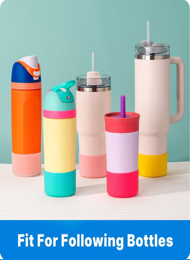 Bluwing Protective Silicone Boot for Owala Kids Water Bottle 14/16 oz, Silicone Sleeve for Stanley Tumbler 20-40oz, HydroFlask 12-24OZ(Rose Pink) - Image 4