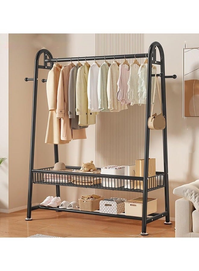 GGEROU Floor Garment Rack Freestanding Clothes Rack Carbon Steel Heavy Duty Clothing Rack Portable Metal Garment Rack, Height 67in Shoe Rack and Coat Rack with Bottom Shelf Black - Image 1