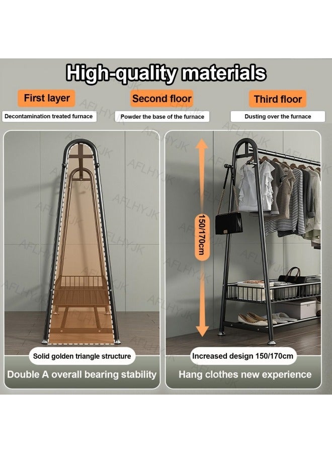 GGEROU Floor Garment Rack Freestanding Clothes Rack Carbon Steel Heavy Duty Clothing Rack Portable Metal Garment Rack, Height 67in Shoe Rack and Coat Rack with Bottom Shelf Black - Image 5