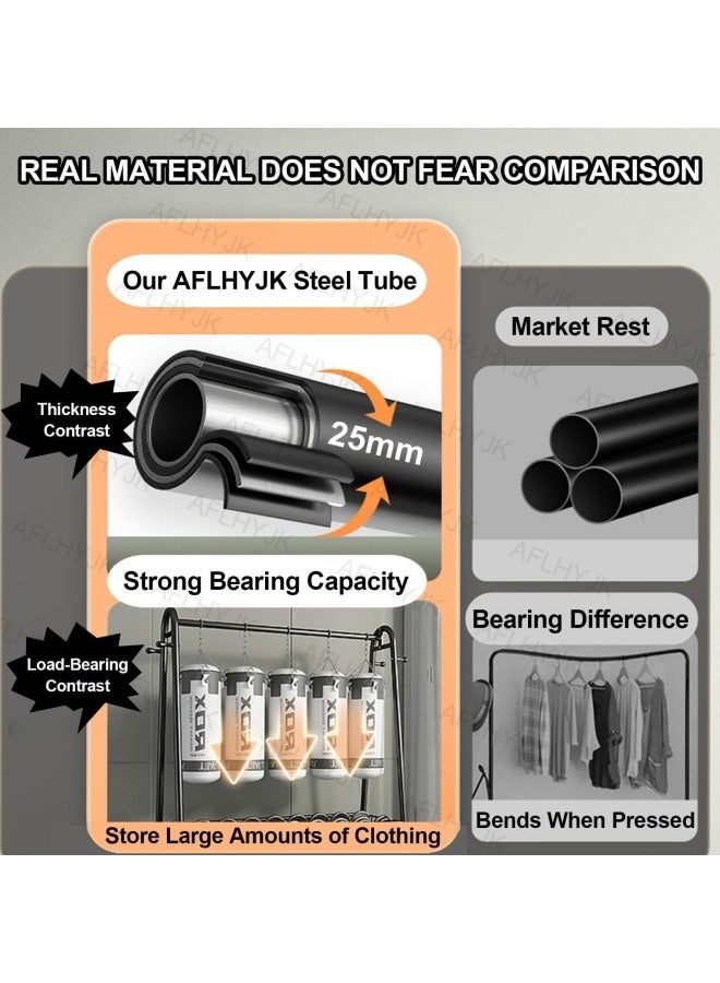 GGEROU Floor Garment Rack Freestanding Clothes Rack Carbon Steel Heavy Duty Clothing Rack Portable Metal Garment Rack, Height 67in Shoe Rack and Coat Rack with Bottom Shelf Black - Image 4