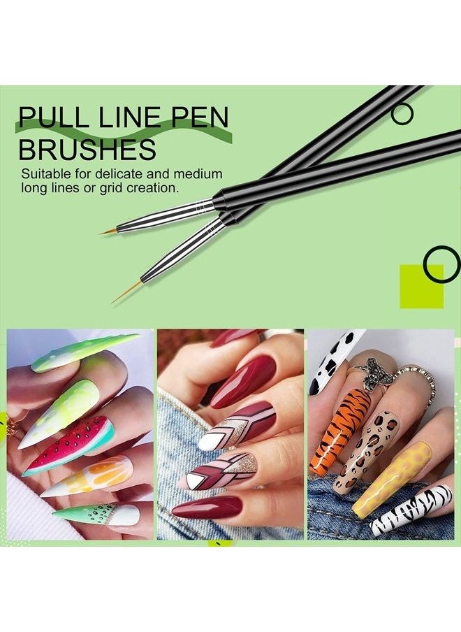 Saviland - Saviland Nail Art Brushes Set - 6pcs Double-End Nail Art Brushes Kit Professional Nail Art Tools Kit with Painting Dotting Line Pen for Gel Polish Nail Design Nail Carving French Nails - Image 1