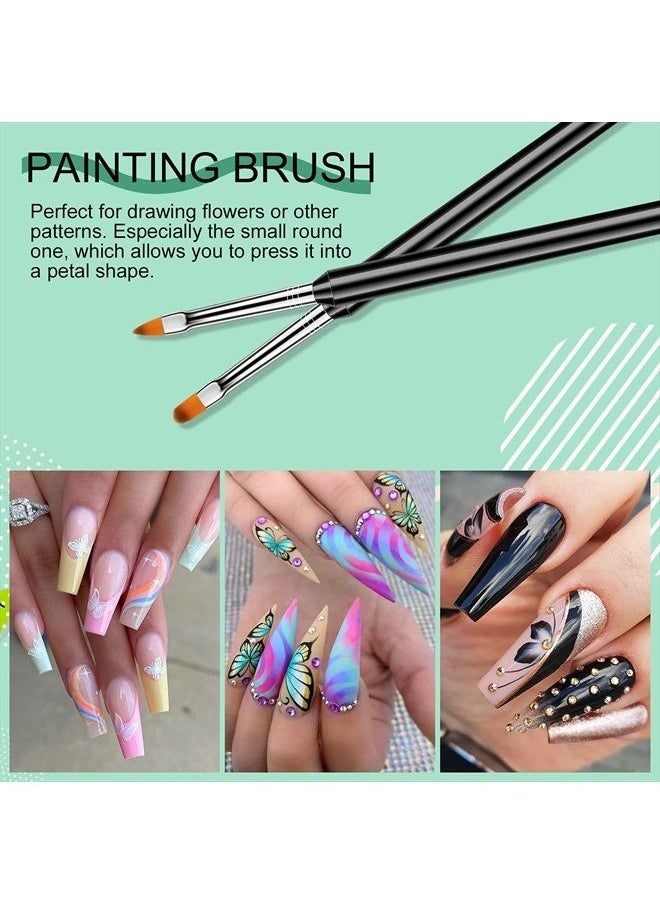 Saviland - Saviland Nail Art Brushes Set - 6pcs Double-End Nail Art Brushes Kit Professional Nail Art Tools Kit with Painting Dotting Line Pen for Gel Polish Nail Design Nail Carving French Nails - Image 1