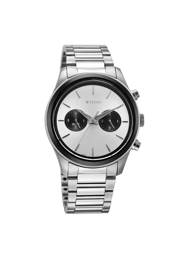 تيتان Quartz Multifunction Silver Dial Silver Stainless Steel Strap Watch for Men - 1805KM13