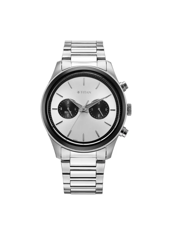 تيتان Quartz Multifunction Silver Dial Silver Stainless Steel Strap Watch for Men - 1805KM13