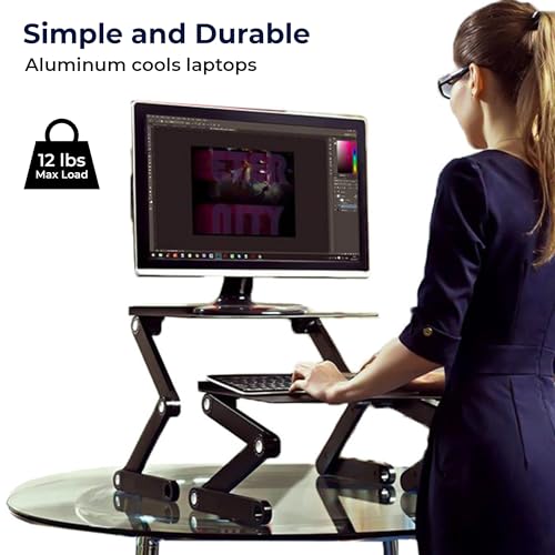 Uncaged Ergonomics WorkEZ Adjustable Standing Desk Converter w/2 Fans & 3 USB Ports, Sit to Stand Desk Riser Monitor Standing Computer Desk, Height & Angle Negative Tilt - Image 4