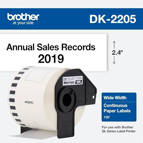 Brother Genuine, DK-2205 Continuous Paper Label Roll, Cut-to-Length Label, 2.4” x 100 Feet, (1) Roll Per Box - Image 2