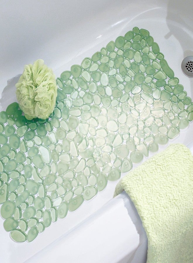 InterDesign iDesign Pebblz Non-Slip Suction Bath Mat for Shower, Bathtub - Green 26" x 13.5" - Image 2