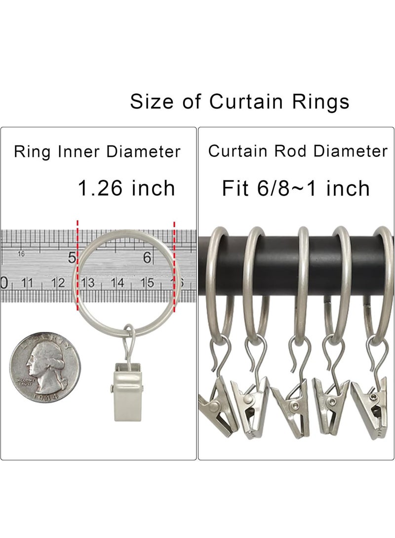 هومستر 40PCS حلقات الستائر مع مشابك، الستائر خطافات الرسم قلادة مع حلقة، مثالي ل DORD أغطية الأقواس القبعات أو عرض، حلقات 1.26 بوصة I D، فضة غير لامعة - Image 3