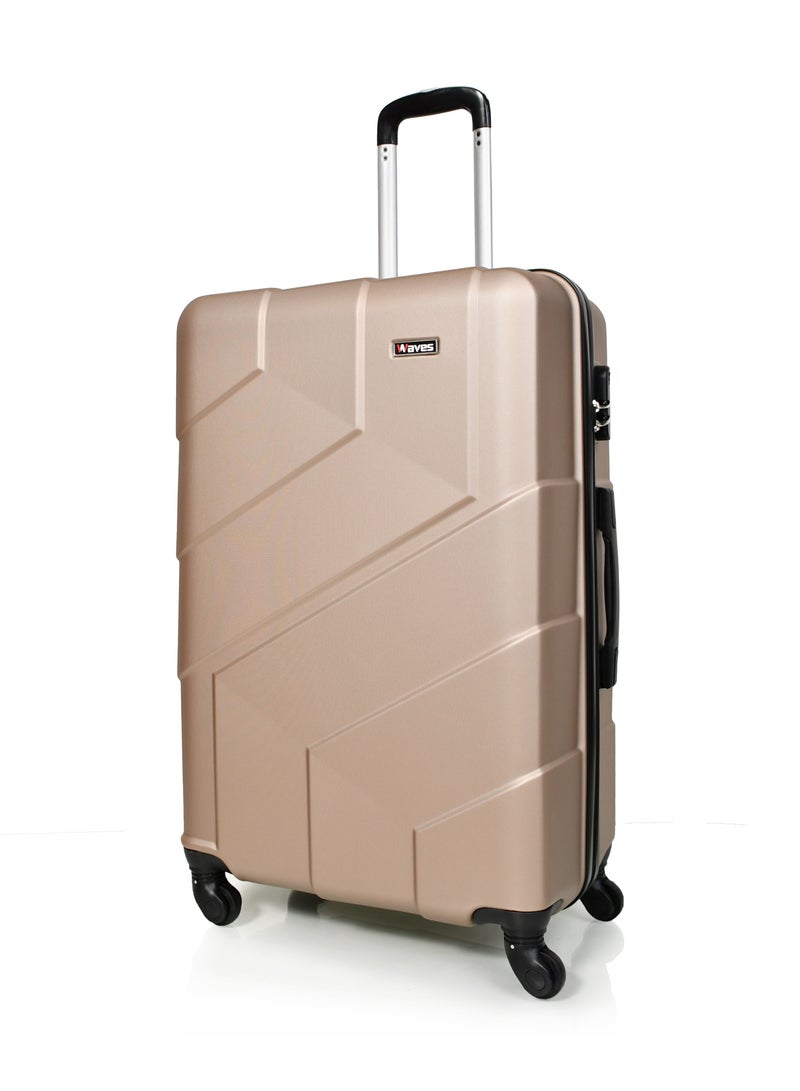 WAVES Hard-Side Luggage Set for Unisex Lightweight 4 Double Wheeled Suitcase with Built-In Type Lock (Set of 3 Pcs,Gold) - Image 4