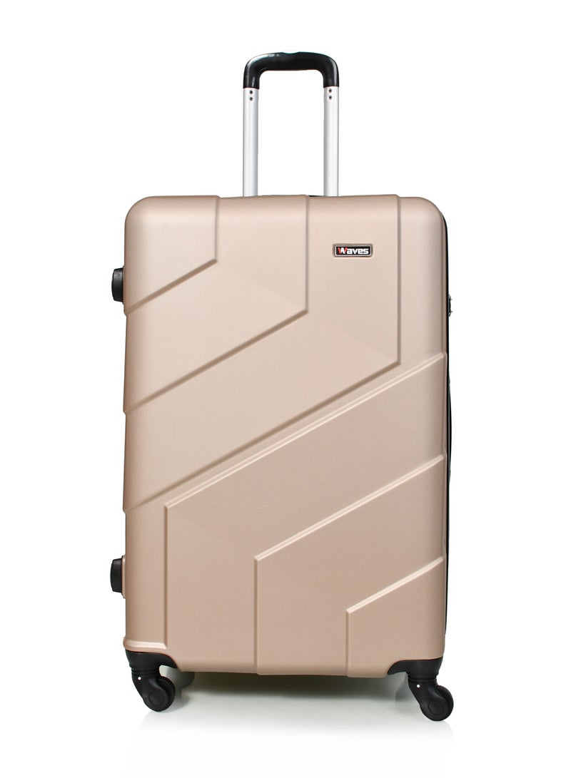 WAVES Hard-Side Luggage Set for Unisex Lightweight 4 Double Wheeled Suitcase with Built-In Type Lock (Set of 3 Pcs,Gold) - Image 5