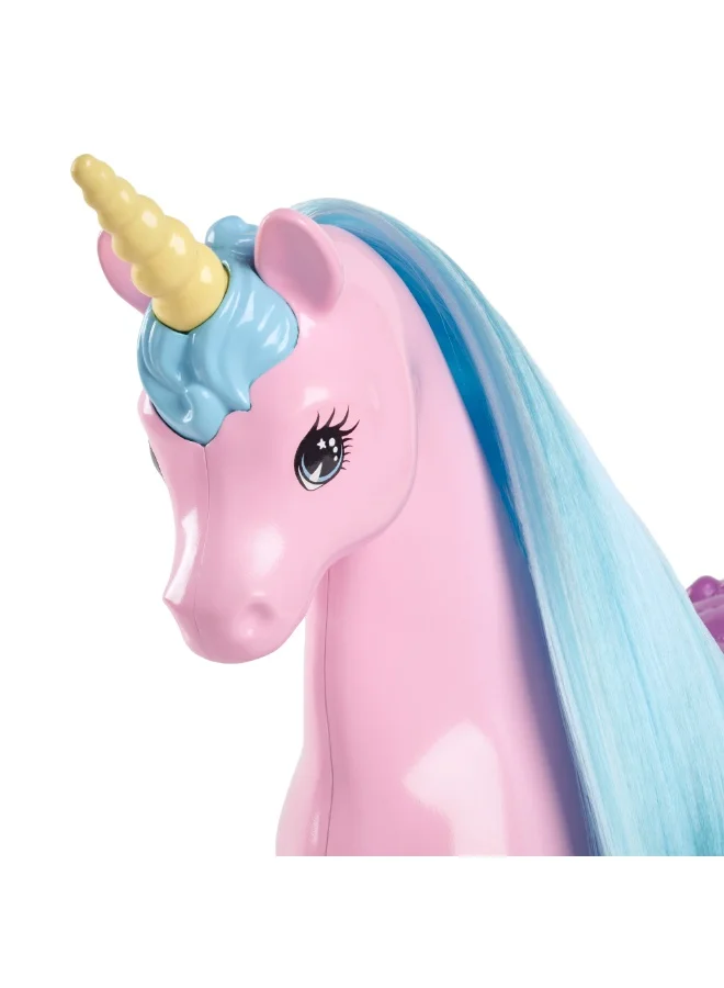 Barbie Doll & Unicorn Set - Includes Saddle, Brush, & Accessories, Fantasy Theme Toys, Unicorn with Long Mane & Tail for Brushing