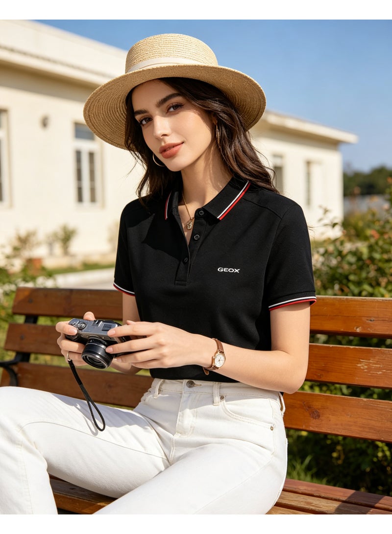 Geox Men Short Sleeve Polo Shirt, Casual Daily Wear, Smart Formal Top For Men Women, Black - Image 4