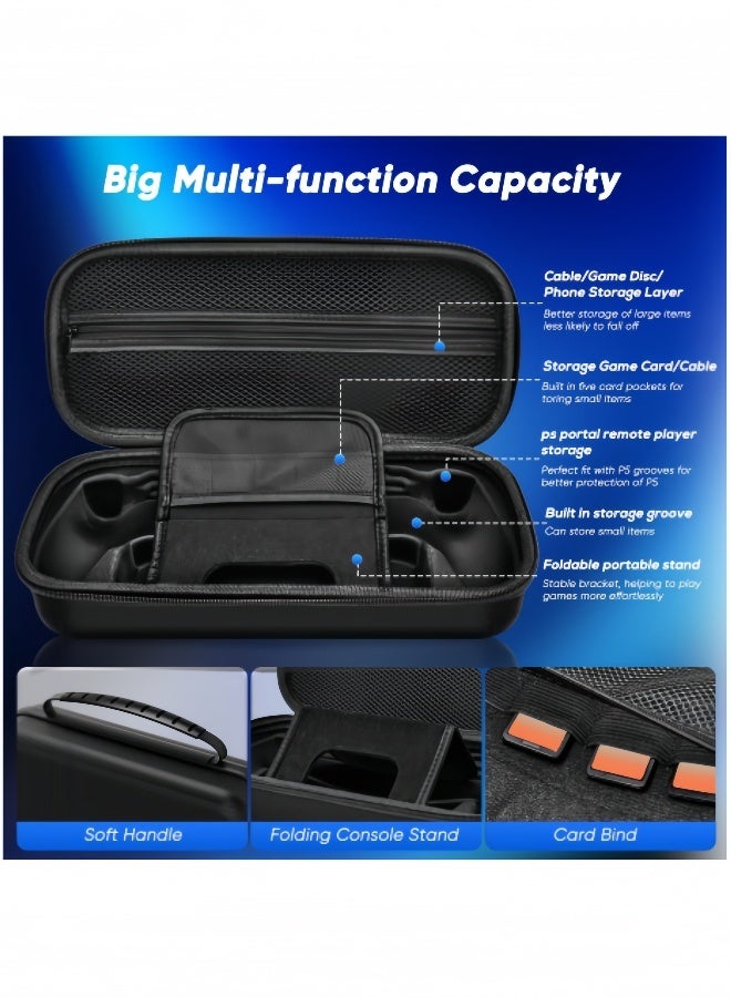 Kibee 10 Pcs Carrying Case Kit Compatible for PlayStation 5 Portal Remote Player PS5 Portal Portable Hard Shell Bag with Screen Protector PS5 Full Protective Cover PS5 Travel Storage Accessories（Black）  - Image 3