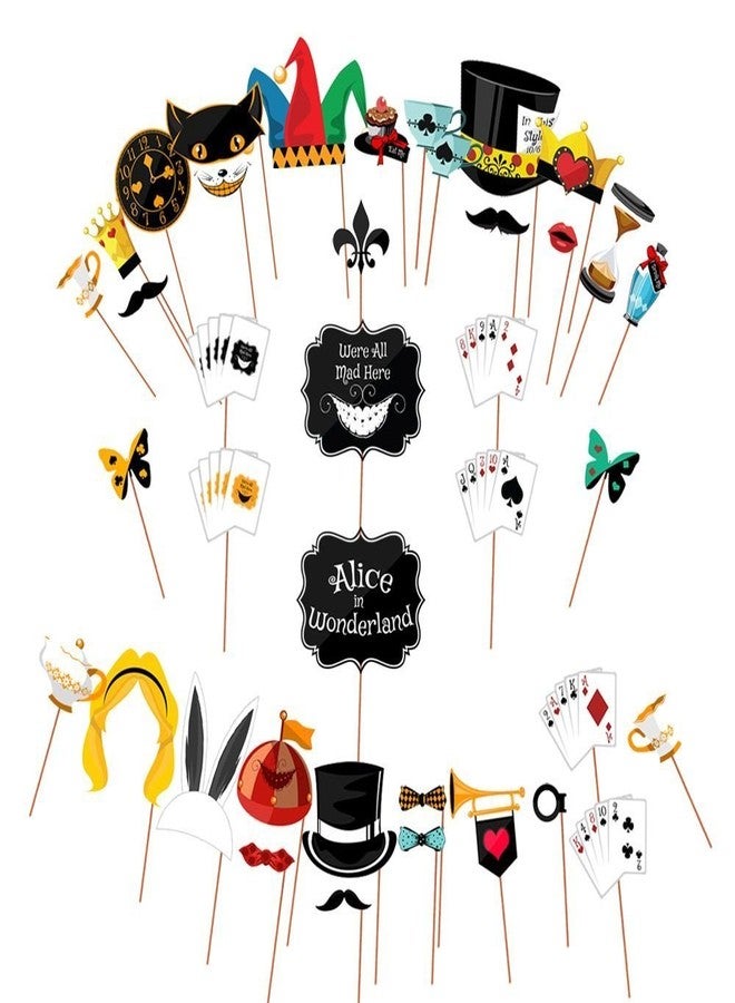 ASVP Shop Alice in Wonderland Props - Holding Signs for Mad Hatters Tea Party - Huge Pack - Party Supplies - Image 1