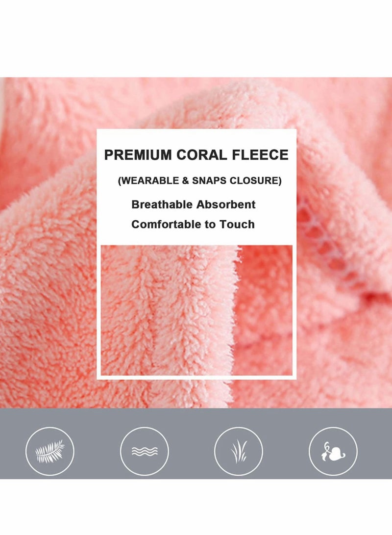 Plush Bathrobe for Women, Thick Winter with Strap, Sleepwear Bathrobes Nightdress Soft Flannel, Shoulder Wearable, Water Absorption Quick Dry Body Towel Home (Size L) - Image 4