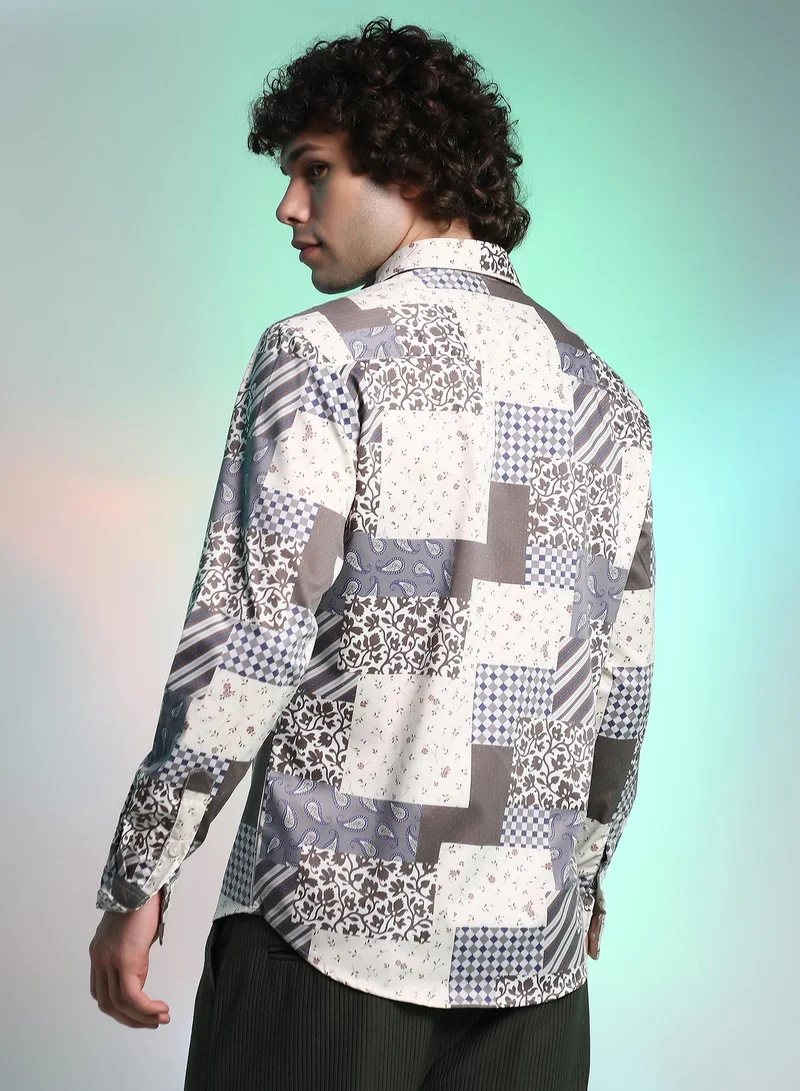 Campus Sutra Men's Multicolour Paisley Botanic Shirt