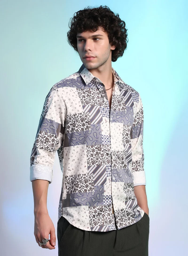 Campus Sutra Men's Multicolour Paisley Botanic Shirt