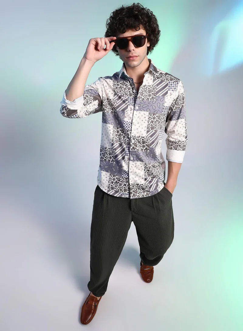 Campus Sutra Men's Multicolour Paisley Botanic Shirt