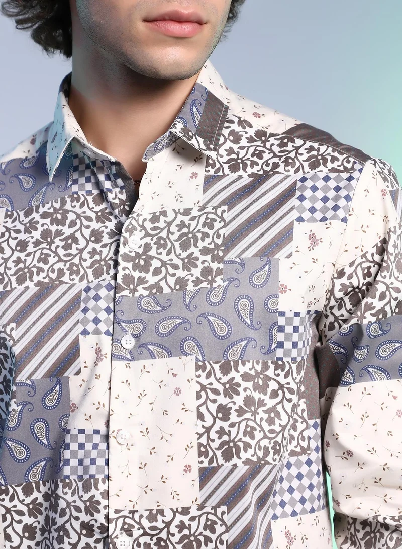 Campus Sutra Men's Multicolour Paisley Botanic Shirt