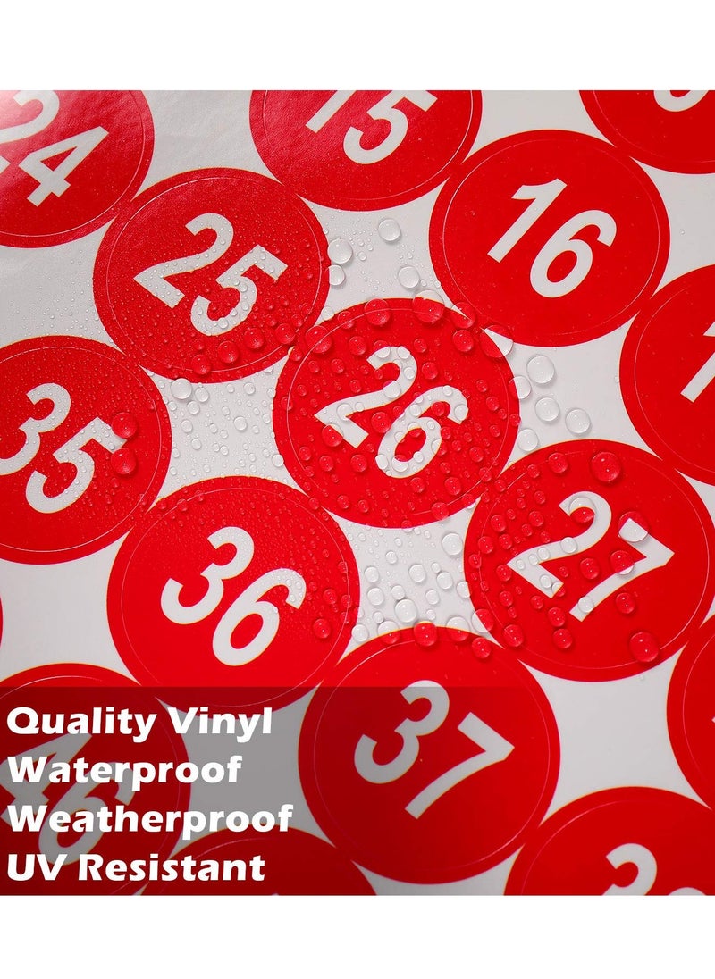 Excefore Number Stickers, Consecutive Number Stickers (1-50) 2.54cm Number Labels Waterproof Self-Adhesive Universal Label for Indoor Outdoor Daily Storage Uses (Red, 10 Sheets)  - Image 3