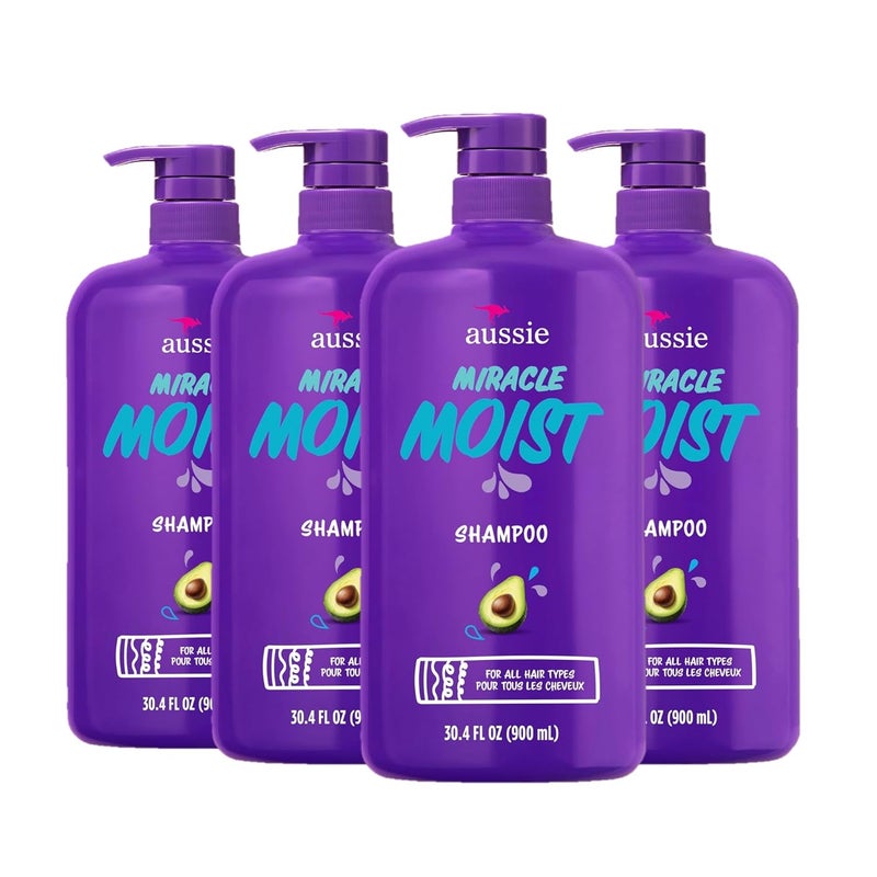 Aussie ParabenFree Miracle Moist Shampoo with Avocado  Jojoba for Dry Hair 304 Fluid Ounce Pack of 4