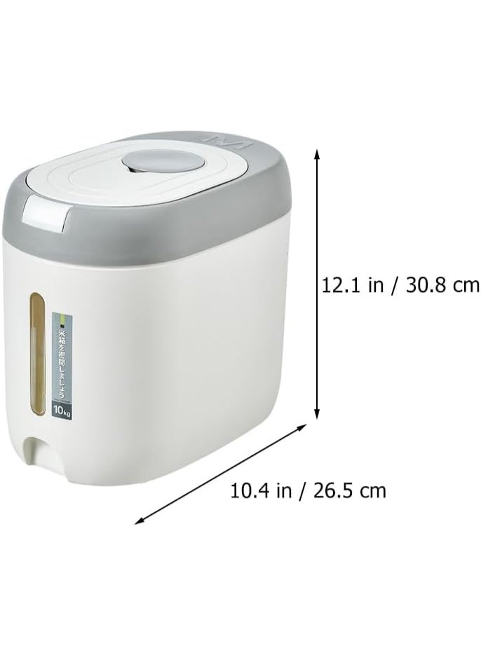 Raxoom Rice Dispenser, 10KG Rice Containers Storage, Sealed Moisture Proof Rice Bucket, Large Grain Flour, Soybean Container Storage for Kitchen, Pantry, Household (Grey) - Image 3